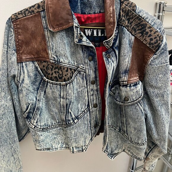 Wild Blues Jackets & Blazers - Vintage Denim Jacket Womens Small Acid Wash 80's Western  Leather